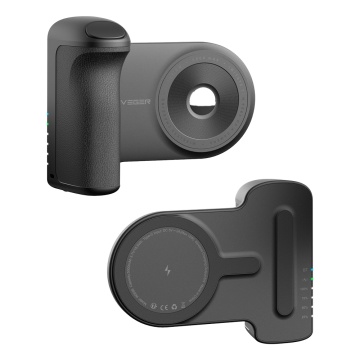 VEGER kabellose magnetische Powerbank – 5000 mAh Kapazität – USB-C-Eingang – kabelloser Ausgang – Ständer in vertikaler und horizontaler Position – Bluetooth-Verbindung mit dem Mobiltelefon