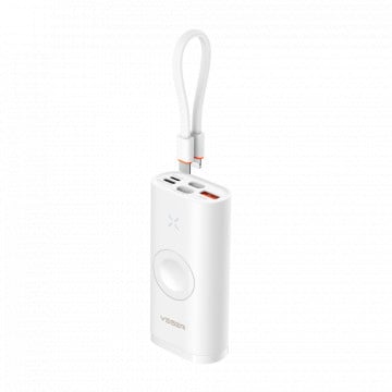 Veger Mini Power Bank with loading LEDs - 10000MAH capacity - USB -C inputs, lightning - USB -C 2x outputs, USB -A, wireless - load devices 3 at a time - PD25W fast loading