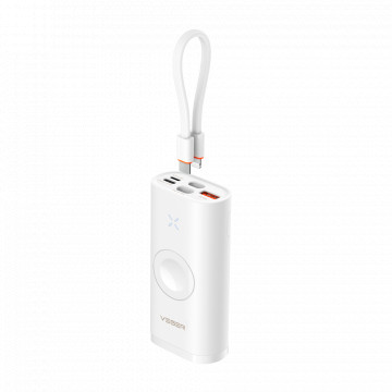 VEGER Mini-Powerbank mit LEDs zum Aufladen – Kapazität 10.000 mAh – USB-C, Lightning-Eingänge – 2x USB-C, USB-A, kabellose Ausgänge – Laden Sie 3 Geräte gleichzeitig – PD25 W Schnellladung