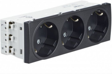WS173N - sistema Salida Schuko triple, negro HAGER Ean:3250617111737