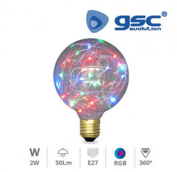 002004844 - 8433373048447 LED GLOBE G125 DECORATIVE STARLIGHT 2W E27 RGB
