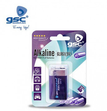 009000175 - 8436039201750Bateria alcalino GSC Evolución 9V, Ampolla 1 Unidad.