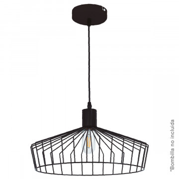 204400025 - 8433373073531Candeeiro de techo suspendido Serie Bamil E27 Ø380mm Negro