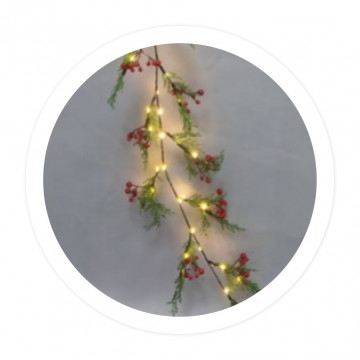 204690021 - 8433373074255Guirlanda LED de galhos e frutas vermelhas 1,5M de luz quente
