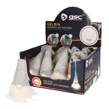 204690104 - 8433373074620 CHRISTMAS LED SUSPENDED GELBIN 26CM 2XLR44 GRAY - BOX 12U EXP