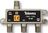 4565 -8424450045657 Televes -INTERIOR DERVATOR (5-1000 MHz) 2D "F" 20dB