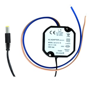 Alimentador electrónico - 12 V / 1500 mA - Reduzidas dimensões - 52(Al) x 50(An) x 25(Fo) - Estabilizado - IP67