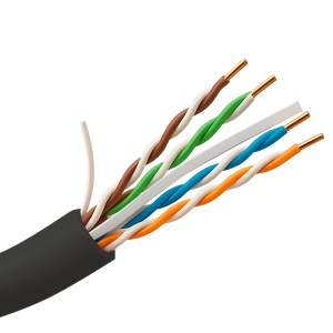 Bobina de cable de red Categoría 6 (CAT6) - Diseño U/UTP de 4 pares trenzados 24 AWG - Cubierta exterior PE negra de alta resistencia - Cruceta central separadora (reduce diafonía) - Soporta redes Gigabit Ethernet (1000Base-T/TX) - Suministrado en caja o