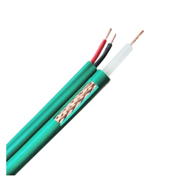 Câble coaxial KX6 - vidéo et alimentation - bobine de 100 mètres - revêtement de couleur verte - câbles séparés parallèles - perte minimale
