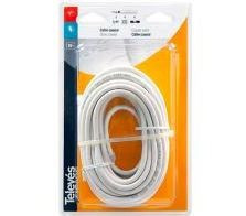 Cable Coaxial Ø6,6mm PVC Blanco 10m (Ampolla T2)