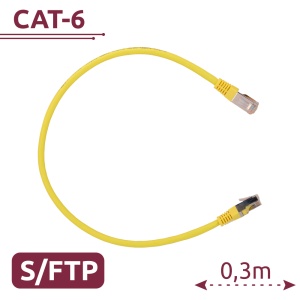 Cabo SFTP - Ethernet - Conectores RJ45 - Categoria 6A - 0,3 m - Cor Amarelo