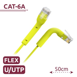 Cabo UTP flexível - Ethernet - Conectores RJ45 - Categoria 6A - 0,5 m - Cor Amarelo