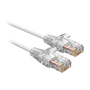 Cabo UTP Slim de ligação - Ethernet - Conectores RJ45 - Categoria 6A - 0,15 m - Cor branco