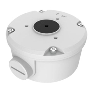 Caixa de conexões - Para câmaras bullet - Apto para uso exterior - Instalação em tecto ou parede - Branco | 55 mm (A) x 98 mm (diâmetro da base) - Passador de cabos