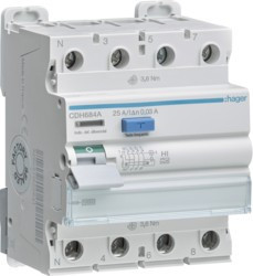 CDH684A - Inter. DIF. 3p+n 100a 30ma Type A Hi 4m Hager Ean: 3250611621911