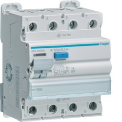 CNH680A - Inter. DIF. 3p+n 80a 100ma a hi sel 4m hager ean: 3250611621881