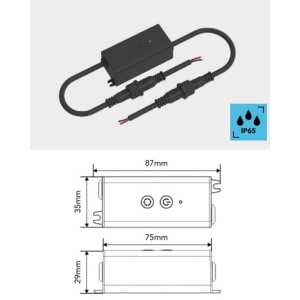 Controlador RF 2 Botões Dimming 1 Canal 12-24Vdc 5A IP67