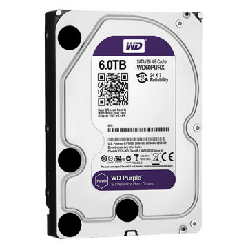 Disco rígido Western Digital - Capacidade 6 TB - Interface SATA até 175 MB/s - Modelo WD64PURZ - Especial para Videogravadores - Até 64 câmaras de alta definição