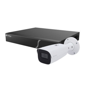 Equipo de inteligencia artificial Cártido Elegante - 1 Cámara Bala de 4Mpx - 1 NVR de 8CH con audio e alarma - 1 Disco duro de 1TB - Salida de video HDMI 4K - Clasificación de vehículos humanos e avanzado