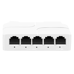 Extensor POE DIN - Permite ampliar o alcance da alimentação POE - IEEE 802.3 af/at/bt - Potência de saída 60W (Porta 2) e as restantes 30W - 4 Portas 10/100 Mbps