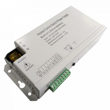 Faisseur de contrôle d'accès - NA / NF configurable - sortie CC 13,5V / 3.5A - Pas de boîte - Batterie de lithium de réserve 12V / 7AH incluse - Ensemble de surface