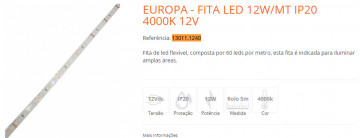 Fita LED 2835-60 24-26Lm/LED 12W/mt 4000K 1166Lm 12Vdc IP20
