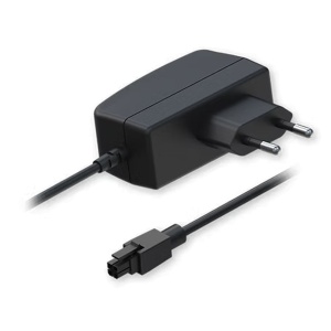 Fonte de alimentação Teltonika - Tensão de saída estabilizada de 9 VDC - Corrente nominal de saída eficiente de 1.0 A - Conector de saída industrial especial de 4 pinos - Proteção integrada contra curto-circuitos - Design compacto com ficha de formato eur