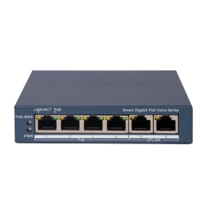 HIKVISION Gigabit Poe Switch General - 4 portes Poe 802.3af / AT + 2 UpLink RJ45 - 4 RJ45 10/100/1000 Mbps + 2 RJ45 10/100/1000Mbps - 802.3af / AT / Maximum 45W - Vlan / Pore Islation / SNMP / LLDP - Aggrégation de liaison / POE Watherdog / SNMP / LLDP - Aggrégation de liaison / POE Watherdog / SNMP POE