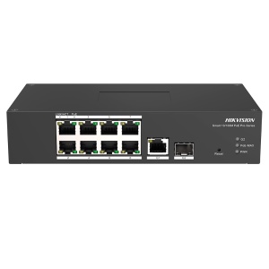 Hikvision Switch PoE Gerível - 8 Portas PoE 802.3af/at + 2 Uplinks - Portas 10/100 Mbps e Uplinks Gigabit - Potência de 30W por porta / Máximo 110W - Intervalo de temperatura ampliado -30°C a 65°C - PoE Watchdog para reinicialização automática das câmaras