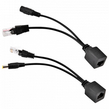Injector y Splitter PoE. - Requer a utilização do parceiro incluído. - Entrada e saída de tensão até 48 V. - Conectores RJ45 e jack de alimentação. - Distância de transmissão até 100 metros UTP. - Formato compacto e leve, na cor preta.