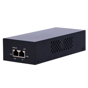 Injetor Hi-PoE de potência ultra-alta. - Suporta normas IEEE 802.3af/at/bt. - Possui 2 portas RJ45 (Entrada/Saída). - Fornecimento de potência elevada até 90 W. - Transferência de dados Gigabit 10/100/1000M. - Circuito estabilizado e protegido de 4KV.
