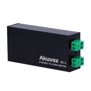 IP-Konverter für 2 Drähte – 1 Gruppe mit 2 Strängen – 1 Gruppe TCP/IP mit RJ45 | PoE-Ausgang – IP-Geräte-Stromversorgung und 2 Drähte – geeignet für Panels und Monitore – 48 VDC oder AK-NS-2 Netzteil