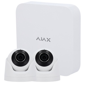 Kit de videovigilância Ajax - Gravador Ajax de 8 canais - 2 câmaras turret de 5 Mpx Ajax - Alcance dos LEDs IV 50m, PoE 802.3at - Com Inteligência Artificial - Compatível com ONVIF/RTSP