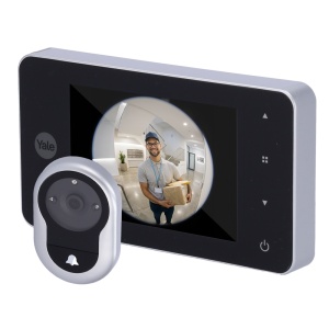 Mirilla digital con timbre - Cámara 0.3 Mpx | Ángulo de visión 105º - Pantalla LCD TFT 4" | Captura de imágenes - Puertas con espesor entre 38 y 110 mm - Alimentación con baterías AAA - Color plata