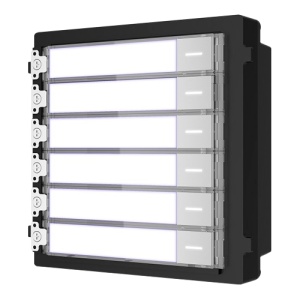 Módulo de extensão - Chamada de diferentes monitores - Botoneira de 6 botões - 6 etiquetas personalizadas com LEDs - Apto para exterior IP65 - Montagem modular