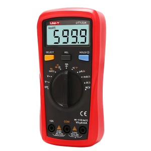 Multímetro digital de mão - Medição de tensão em DC e AC até 600V - Medição de intensidade DC e AC até 10A - Medição de resistência, capacitância e frequência - Medição de temperatura - Gama Automática | Função NVC | Teste de Continuidade