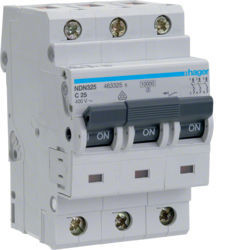 NDN325 - Disjuntor 3P 25A D 10/15kA 3M HAGER EAN:3250614611780