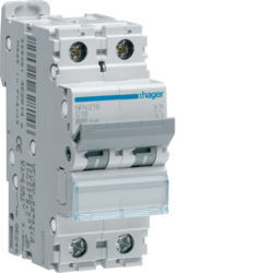 NFN216 - Disjuntor 2P 16A C 6/10kA 2M HAGER EAN:3250614628146