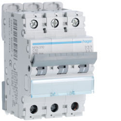 NFN310 - Interruttore automatico 3P 10A C 6/10kA 3M HAGER EAN:3250614628276