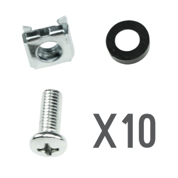 Parafusos - Apto para racks - Métrica M6 - 10 unidades - Porca - Parafuso e separador