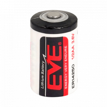 Pilha 1/2 AA / ER14250 - EVE - Lítio Li-SOCl2 não recarregável - Tensão 3.6V - Capacidade nominal 1200mAh - Preço por pilha. Venda em packs de 4ud