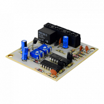 Placa de análise electrónica do FDP - Para detectores de impacto IB5 - 2 entradas (sensibilidade ajustável e independente) - 1 saída de relé NO/NC - Alimentação 12~14 VDC