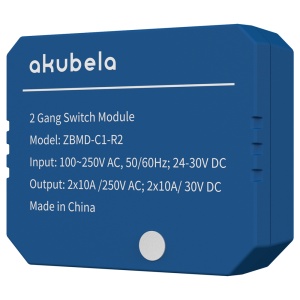 Relé inteligente de 2 linhas - ZigBee 3.0 - Carga máxima 10 por linha - Alimentação 100-250 AC / 24-30 DC - Temporizador e calendário - Compatível com a aplicação BelaHome