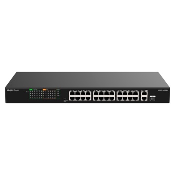 Reyee PoE Desktop Switch - 24 RJ45 Portas 1 + RJ45 Uplink 1 + [%VAR%] SFP Combo - 24 Portas 10/100Mbps + 2 Portas 10/100/1000Mbp - 24 Portas PoE+ 802.3af/at | Potência total 370W - Isolamento de portas / Controlo de fluxo / PoE Watchdog - Plug and Play