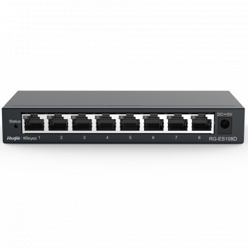 Reyee Switch Desktop - Caixa metálica - 8 portas RJ45 - Velocidade 10/100 Mbps - Plug and Play - Tecnologia poupança de energia