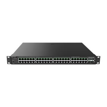 Ruijie Reyee Cloud Managed L2 Switch - 52 Portas totais (48 PoE+ / 4 Uplinks SFP) - Ranhuras SFP independentes para fibra ótica - Potência PoE+ de 30W por porta / Total 370W - Segurança empresarial avançada: ACL e 802.1X - Garantia oficial alargada de 5 a