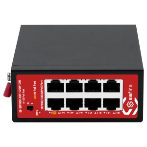 Safire Industrial Hi-PoE DIN Switch - 8 puertos Gigabit PoE (Puerto 1 Hi-PoE 60W) - Diseño industrial extremo desde -40 °C a 75 °C - Modo Extend para transmisión hasta 250 metros - Chasis de aluminio IP40 para carril DIN 35 mm - Entrada eléctrica redundan