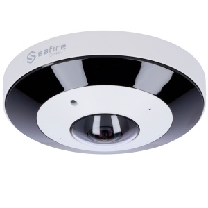 Safire Smart - Cámara domo IP ojo de pez gama I1 - Resolución de 12 megapíxeles (4000x3000) - Lente de 1,65 mm, Gran angular de 360º - Audio, Alarmas, Tarjeta MicroSD de 256 GB - Impermeabilidad IP67 | PoE (IEEE802.3af) | P2P