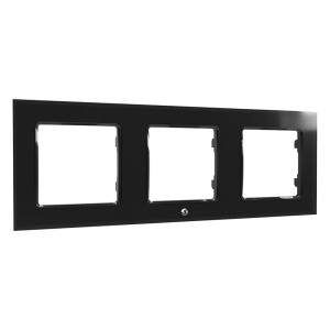 Shelly Wall Frame 3 - Moldura tripla para um visual elegante - Permite agrupar dois interruptores Shelly - Compatível com Wall Switch 1, 2 e 4 botões - Acabamento em preto brilhante de alta qualidade - Design minimalista com bordas retas