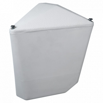 Suporte de parede ou poste triangular - Apto para uso exterior - Permite a passagem do cabo no seu interior - Fabricado em plástico - Cor branco - 135 (Al) x 160 (Lg) x 170 (Fd) mm